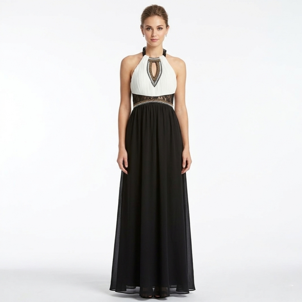 NEW Halter Beaded Evening Dress Size S